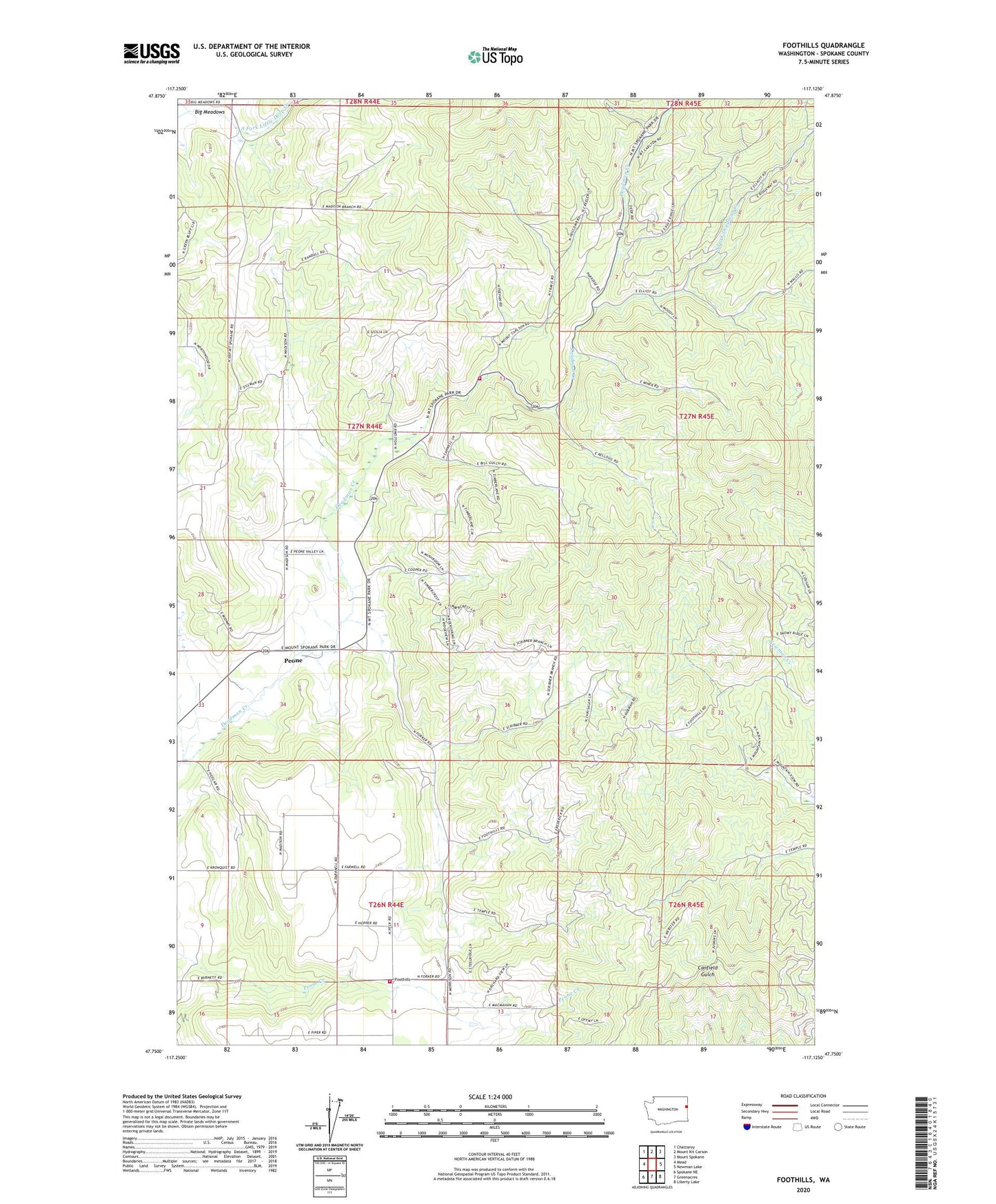 Foothills Washington US Topo Map Image