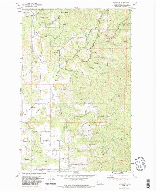 Classic USGS Foothills Washington 7.5'x7.5' Topo Map Image