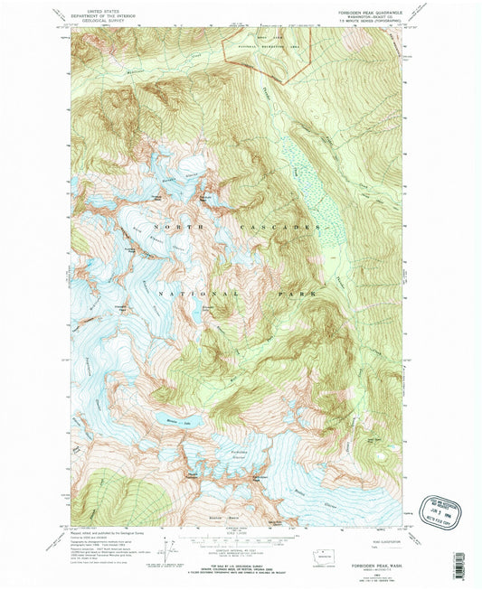 Classic USGS Forbidden Peak Washington 7.5'x7.5' Topo Map Image
