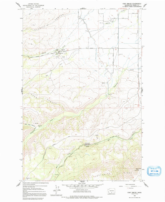 Classic USGS Fort Simcoe Washington 7.5'x7.5' Topo Map Image
