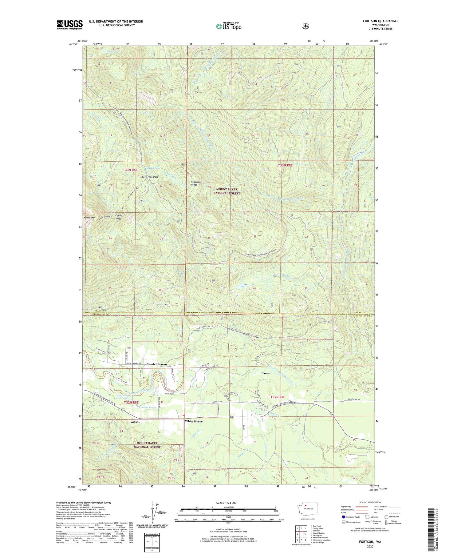 Fortson Washington US Topo Map Image