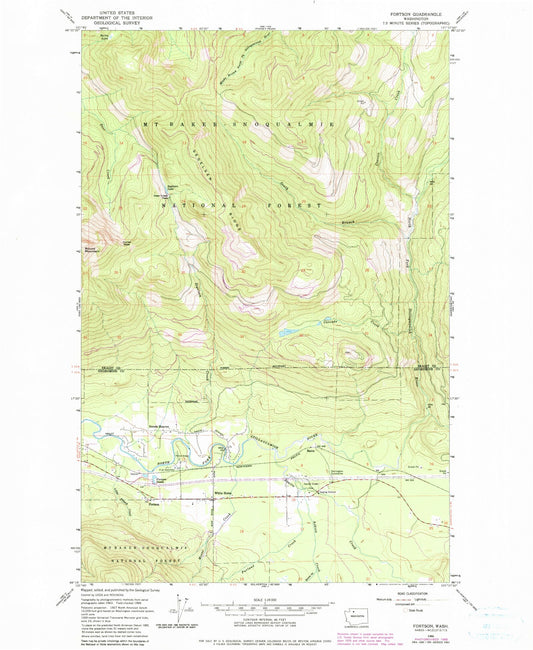Classic USGS Fortson Washington 7.5'x7.5' Topo Map Image