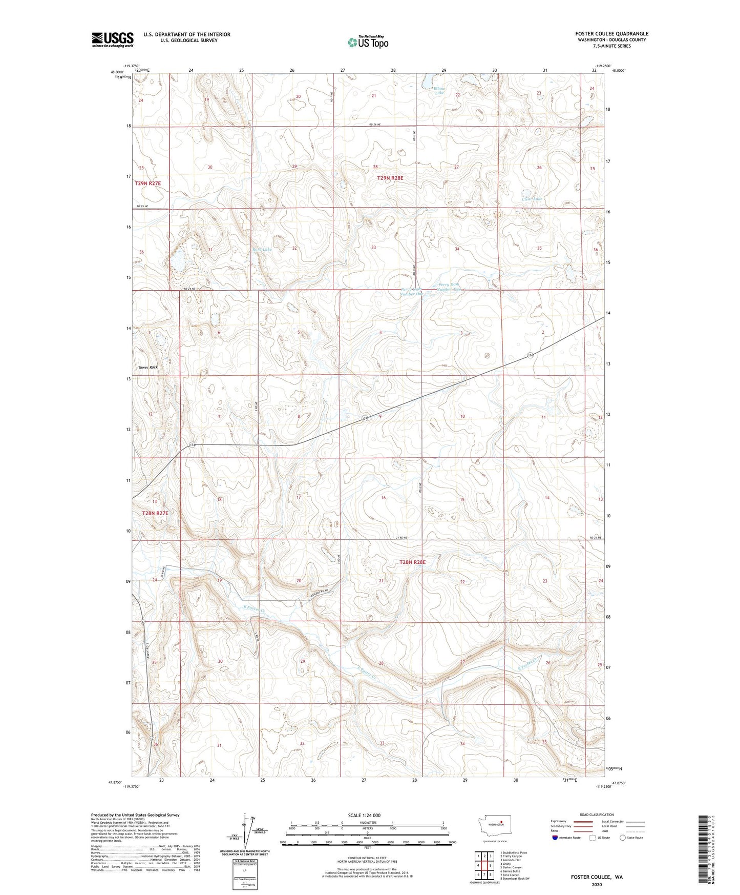 Foster Coulee Washington US Topo Map Image