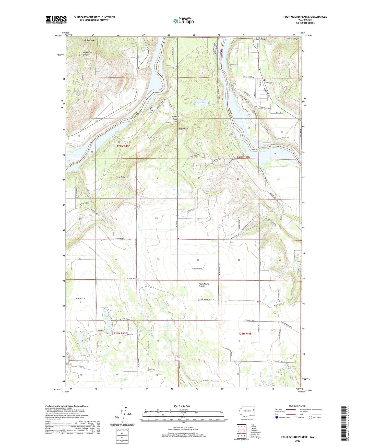 Four Mound Prairie Washington US Topo Map Image