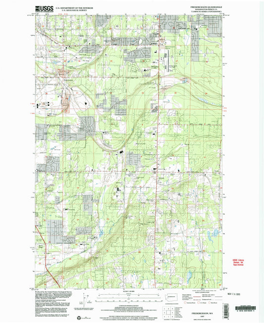 Classic USGS Frederickson Washington 7.5'x7.5' Topo Map Image