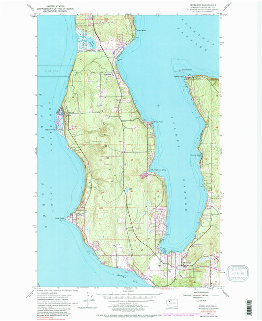 Classic USGS Freeland Washington 7.5'x7.5' Topo Map Image