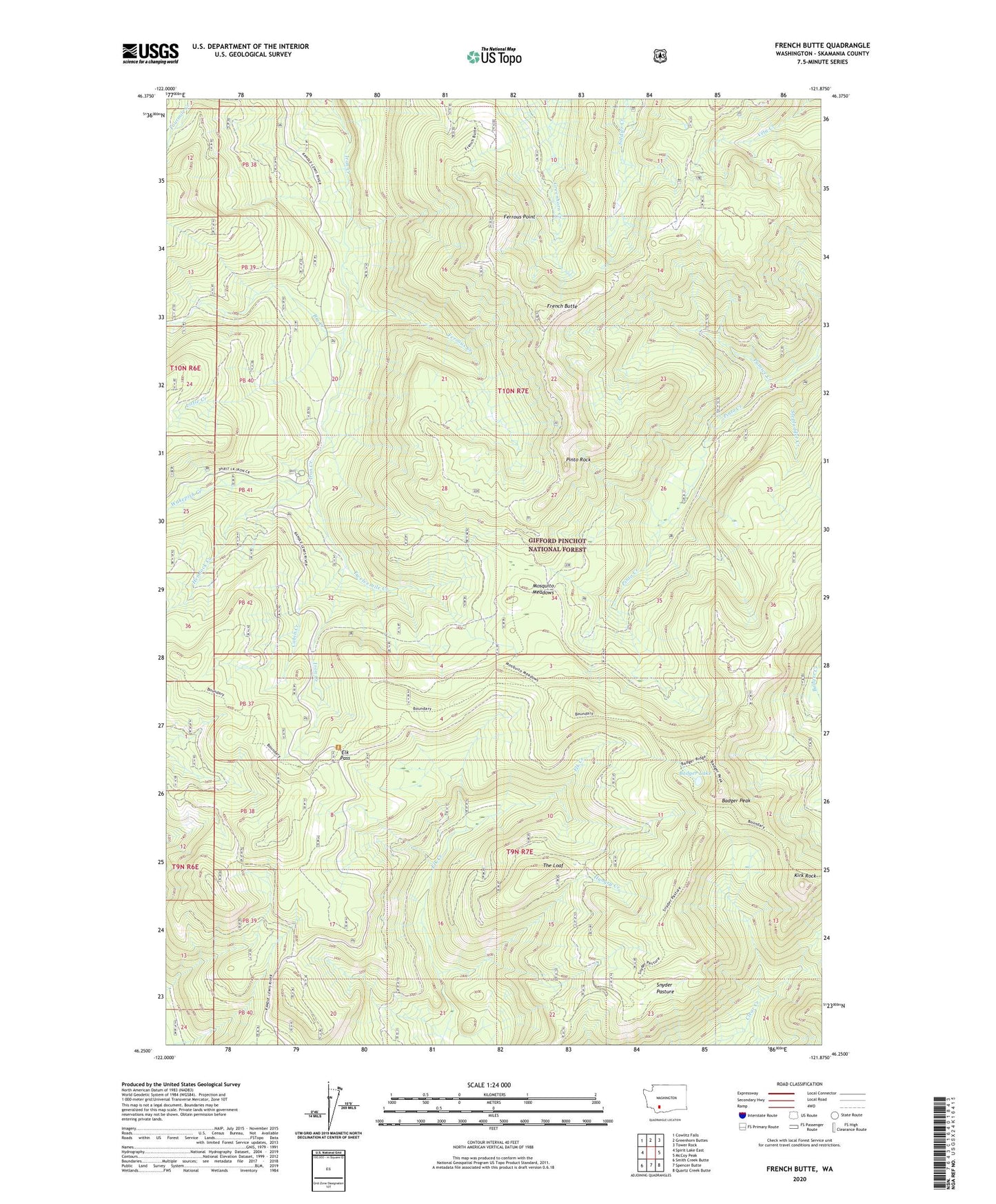 French Butte Washington US Topo Map Image