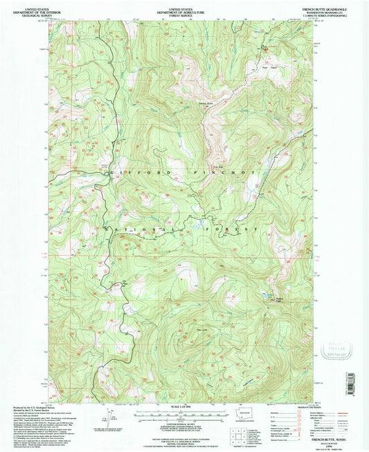 Classic USGS French Butte Washington 7.5'x7.5' Topo Map Image
