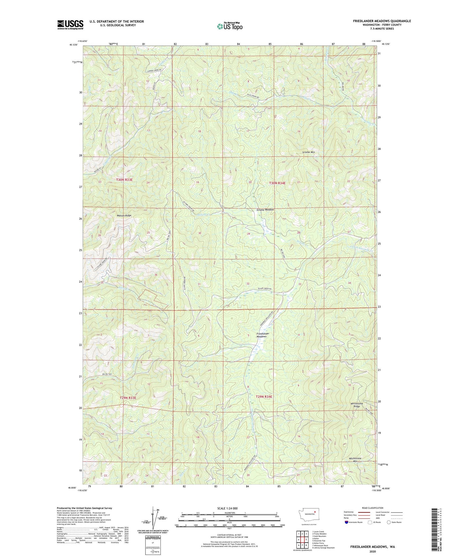 Friedlander Meadows Washington US Topo Map Image
