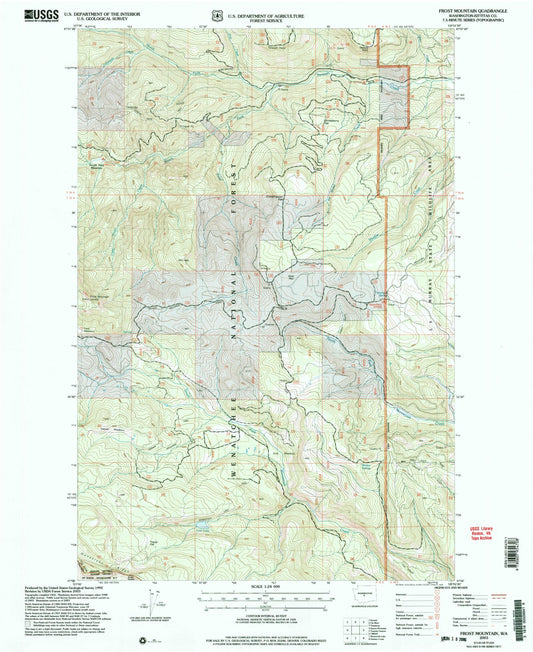 Classic USGS Frost Mountain Washington 7.5'x7.5' Topo Map Image