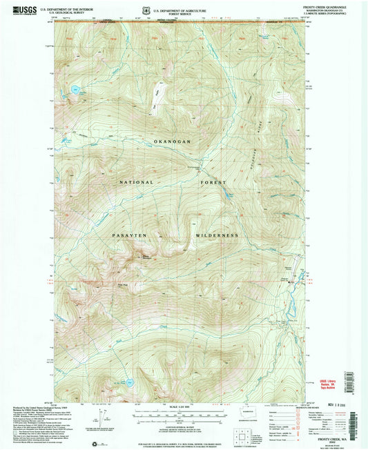 Classic USGS Frosty Creek Washington 7.5'x7.5' Topo Map Image