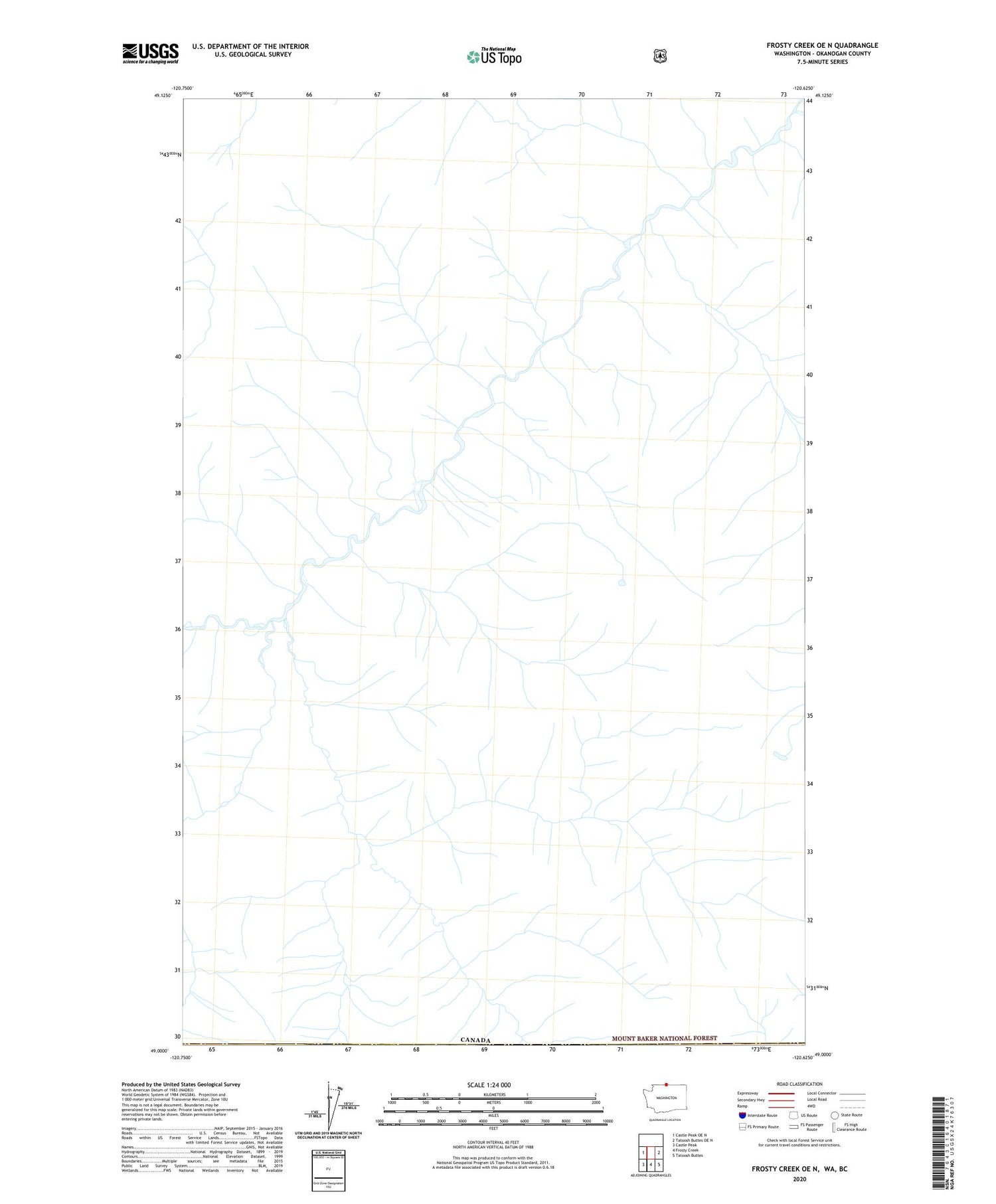 Frosty Creek OE N Washington US Topo Map Image