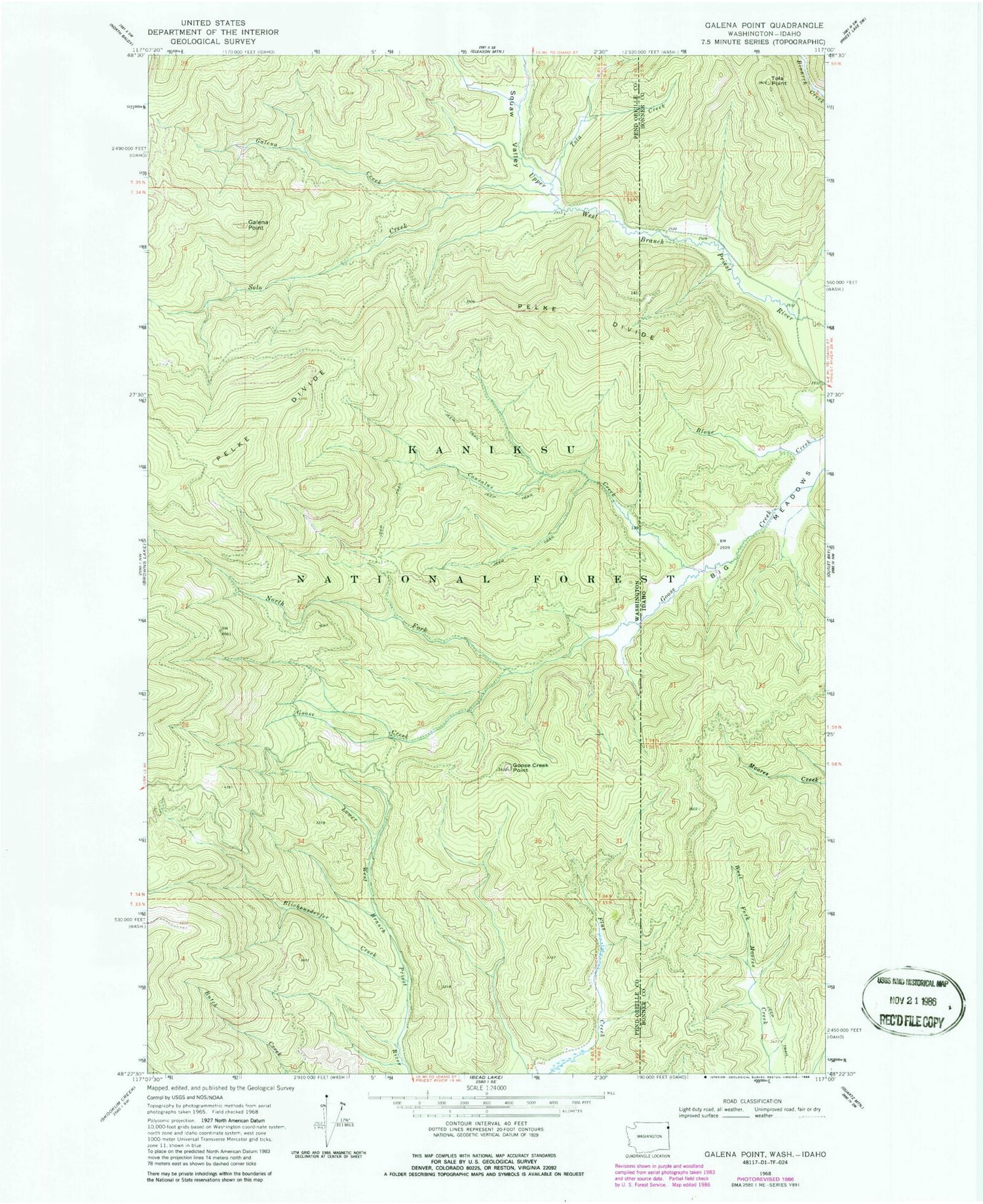 Classic USGS Galena Point Washington 7.5'x7.5' Topo Map Image