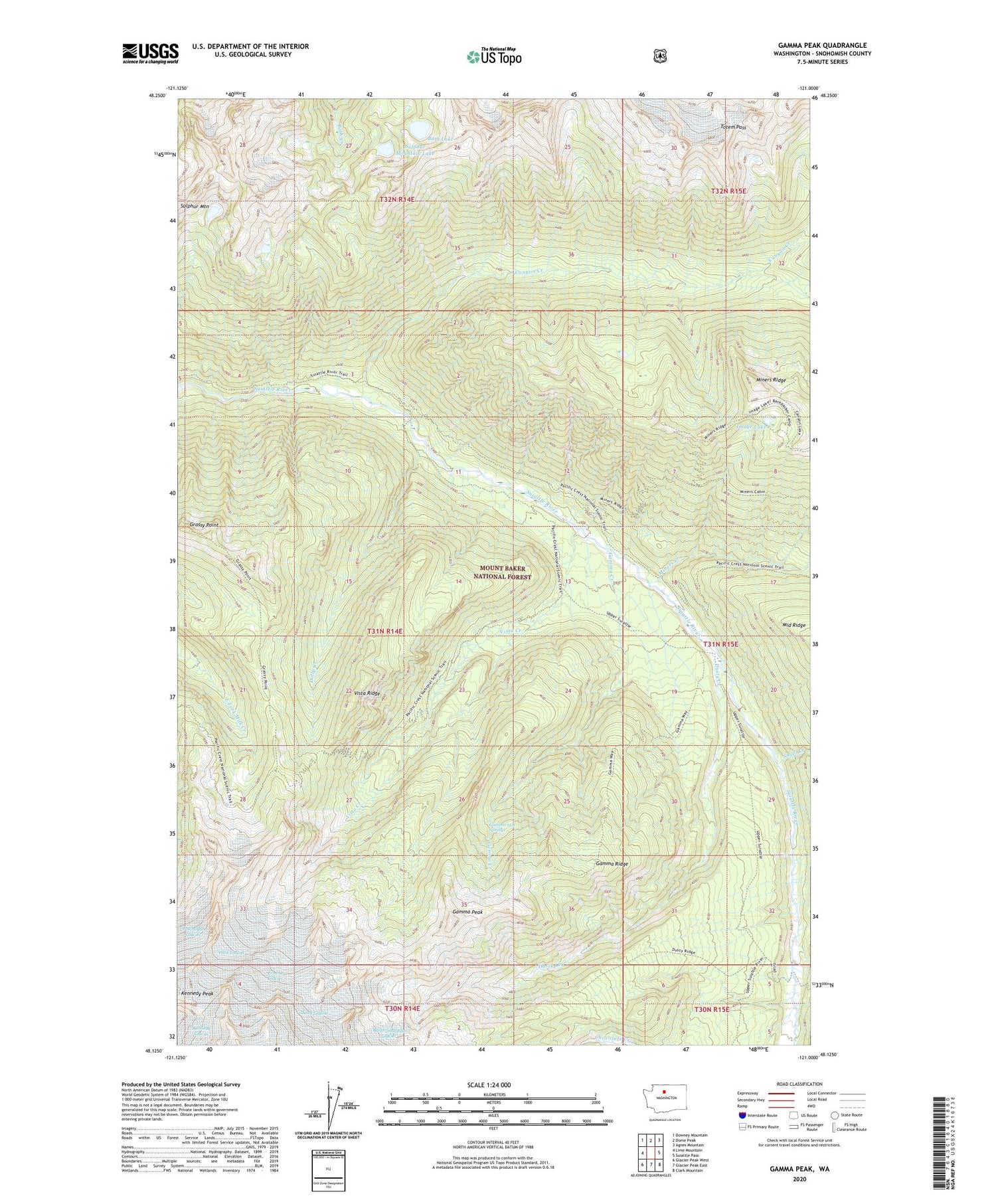 Gamma Peak Washington US Topo Map Image