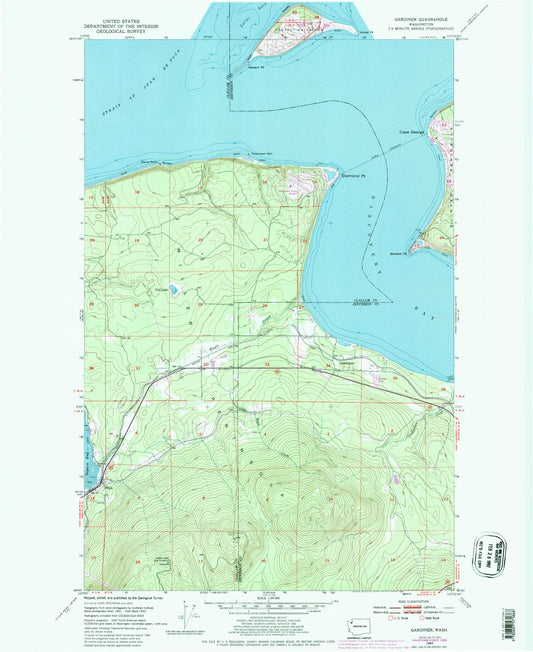 Classic USGS Gardiner Washington 7.5'x7.5' Topo Map Image