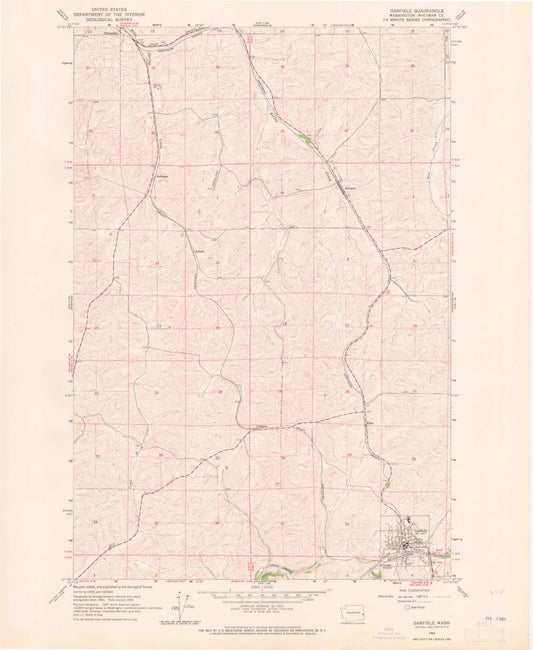 Classic USGS Garfield Washington 7.5'x7.5' Topo Map Image