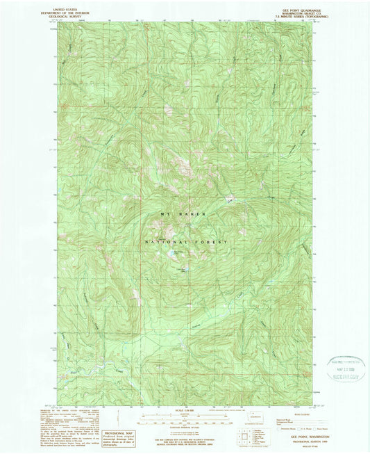 Classic USGS Gee Point Washington 7.5'x7.5' Topo Map Image
