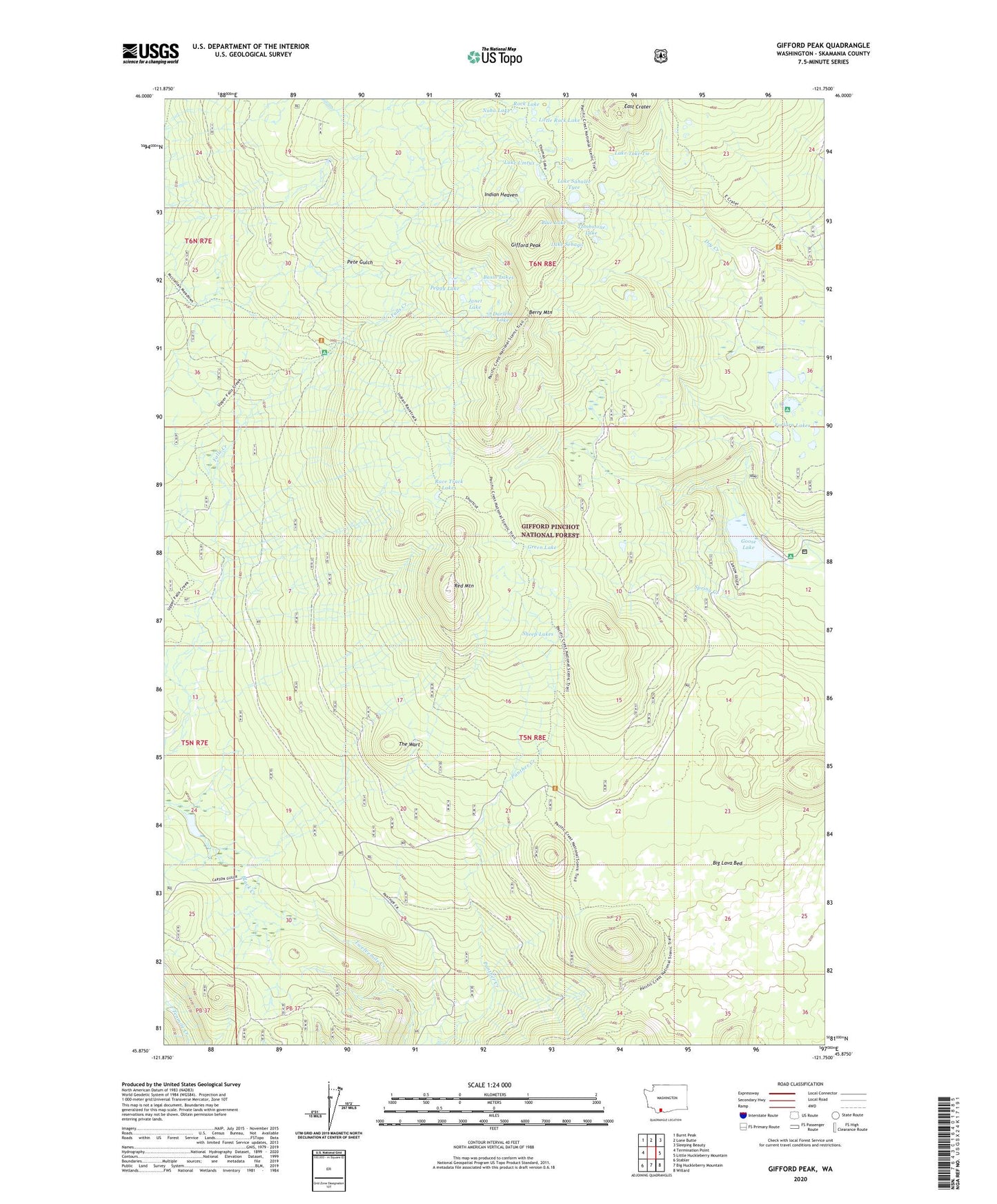 Gifford Peak Washington US Topo Map Image