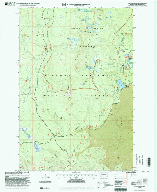 Classic USGS Gifford Peak Washington 7.5'x7.5' Topo Map Image