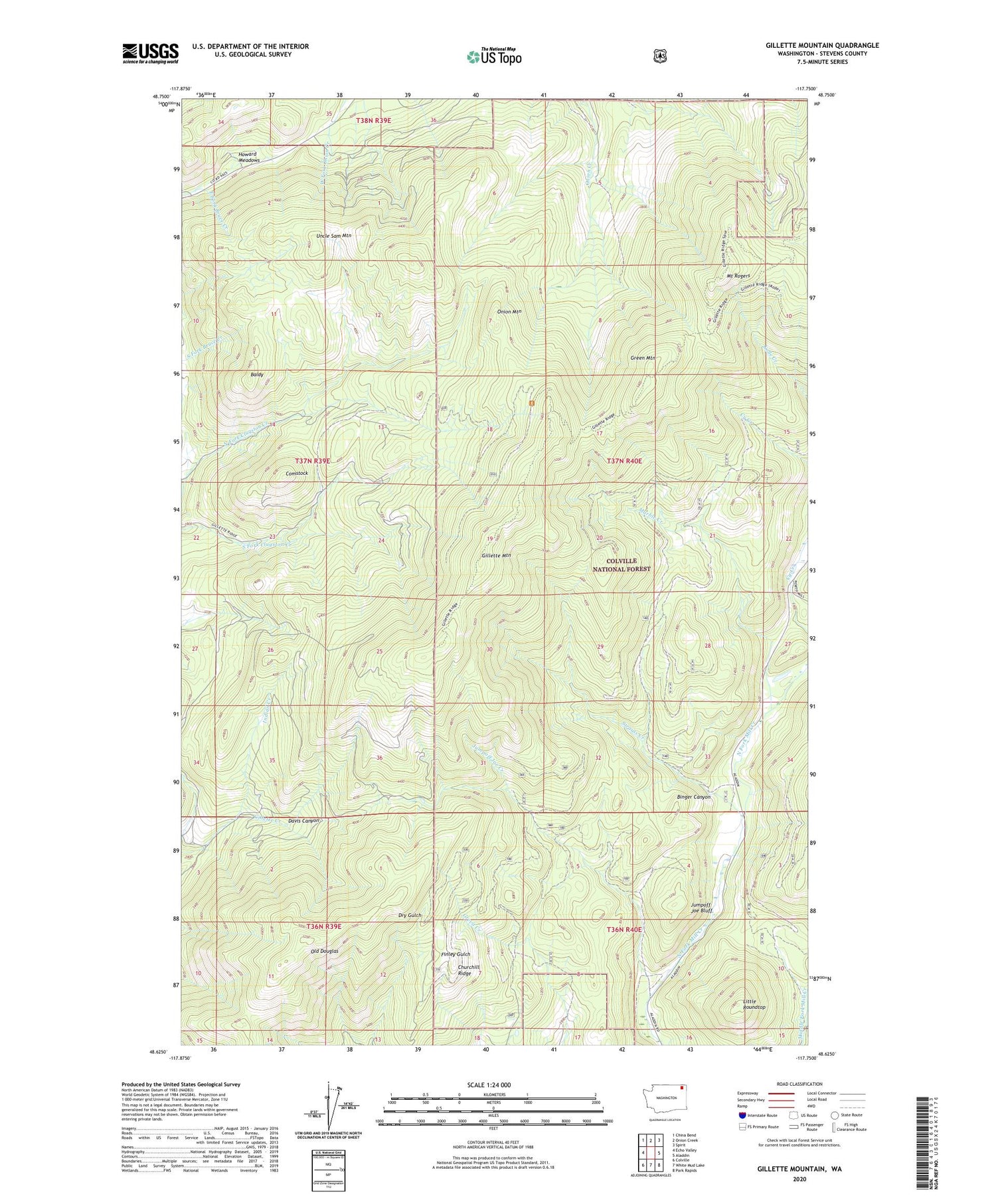 Gillette Mountain Washington US Topo Map Image