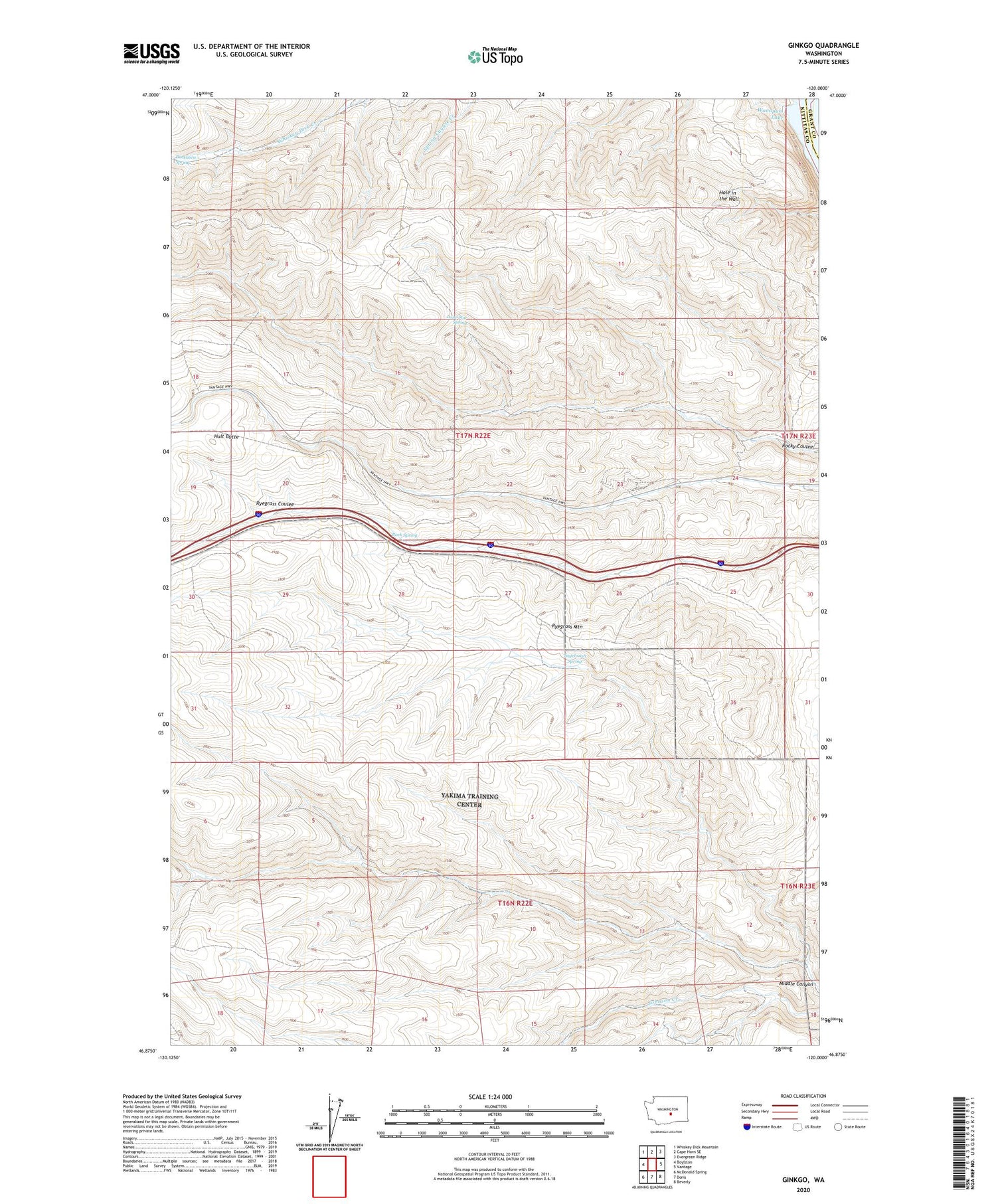 Ginkgo Washington US Topo Map Image