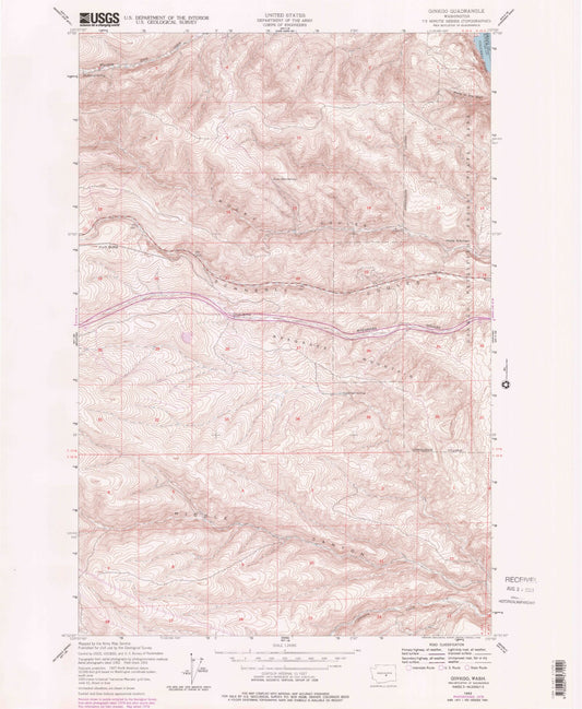 Classic USGS Ginkgo Washington 7.5'x7.5' Topo Map Image