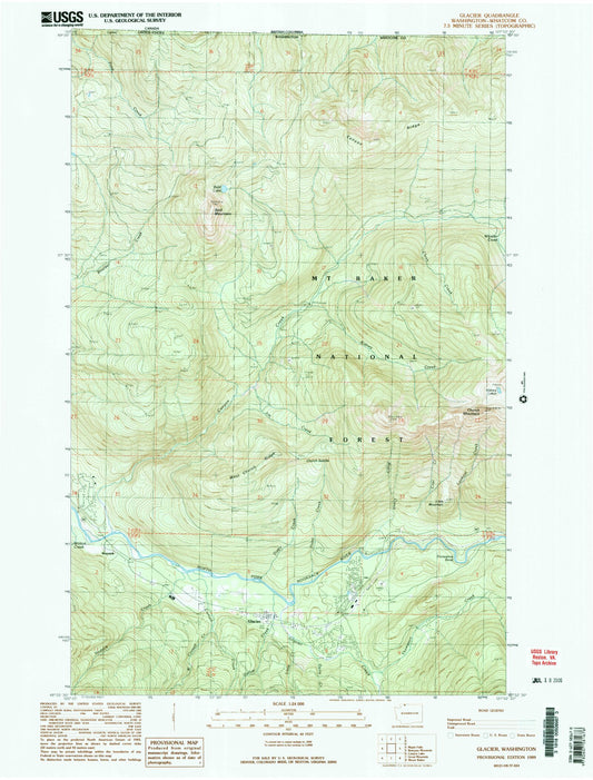 Classic USGS Glacier Washington 7.5'x7.5' Topo Map Image