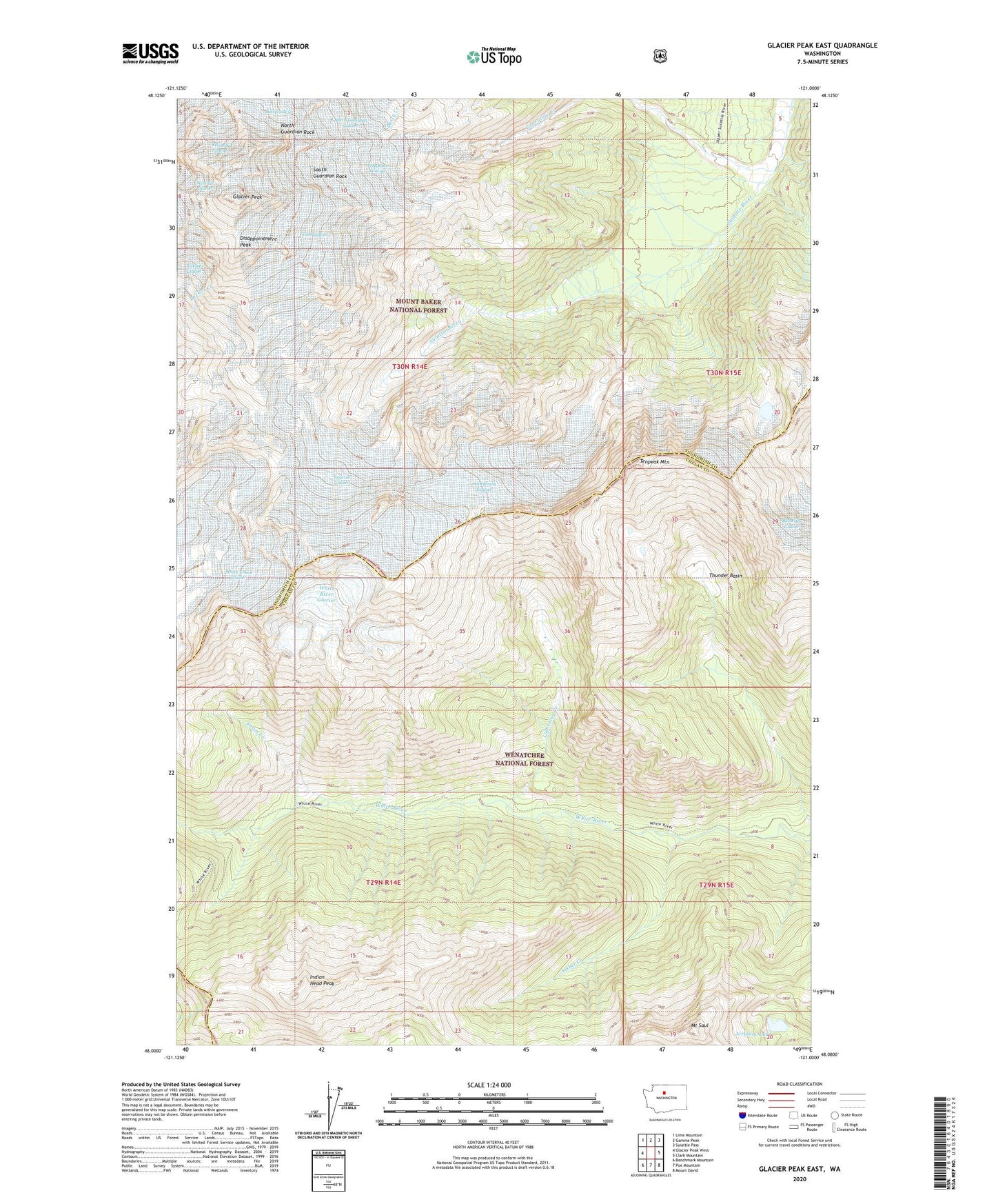 Glacier Peak East Washington US Topo Map Image