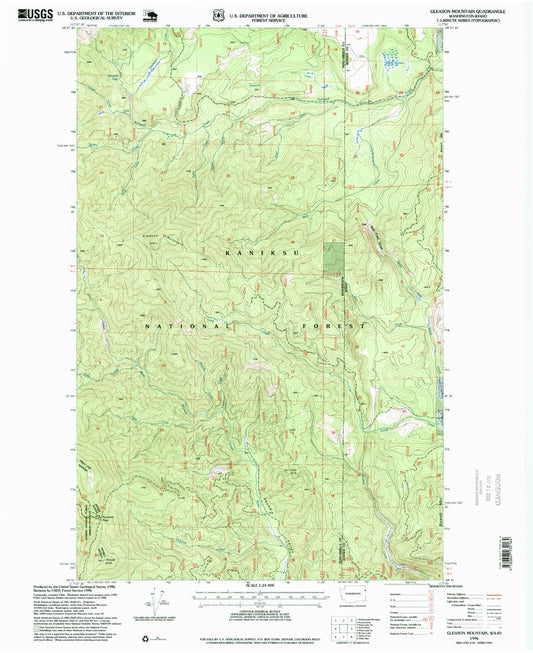 Classic USGS Gleason Mountain Washington 7.5'x7.5' Topo Map Image