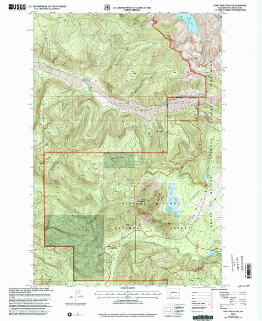 Classic USGS Goat Mountain Washington 7.5'x7.5' Topo Map Image