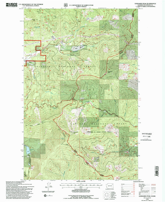 Classic USGS Goddards Peak Washington 7.5'x7.5' Topo Map Image