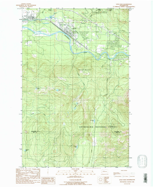 Classic USGS Gold Bar Washington 7.5'x7.5' Topo Map Image