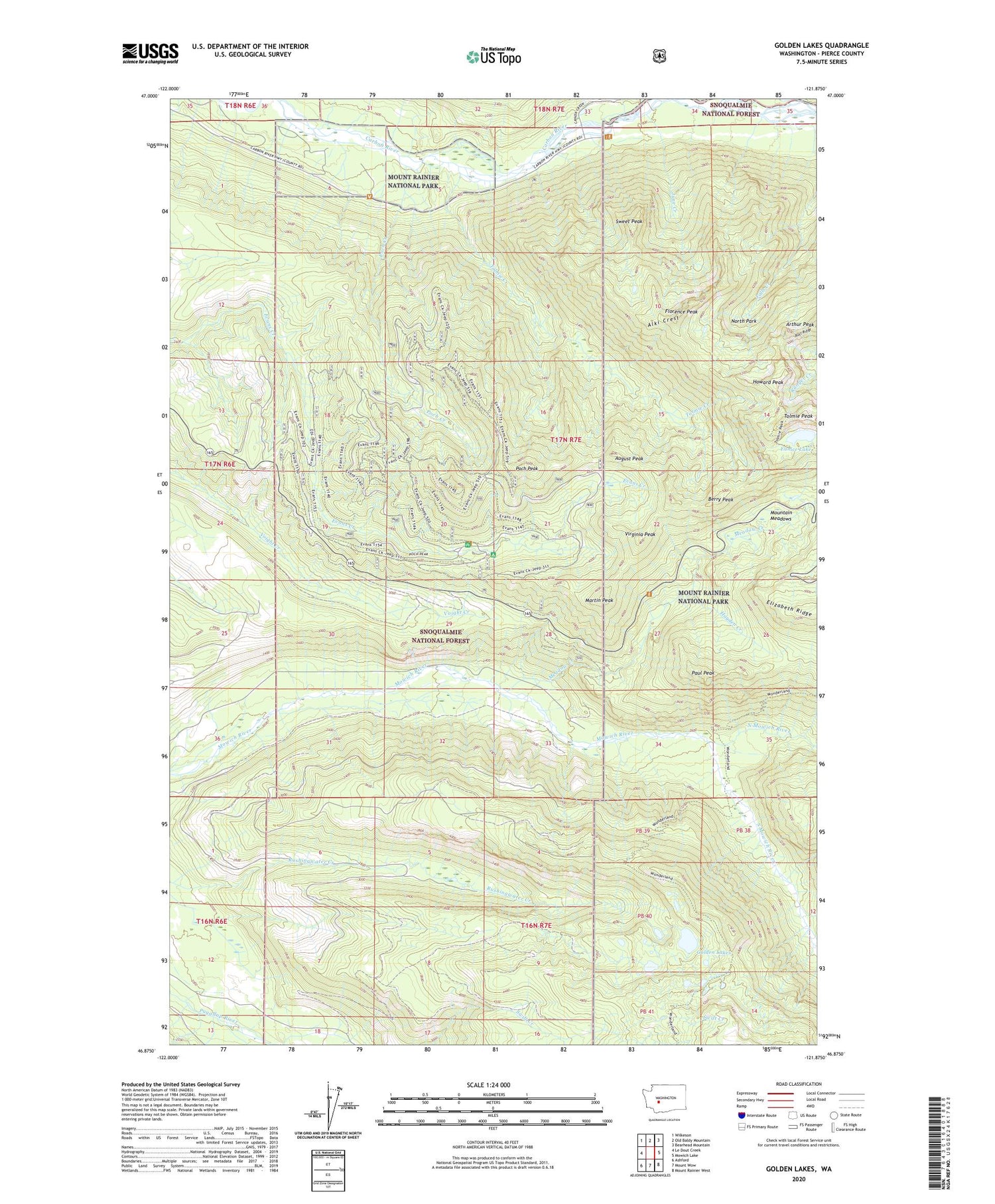 Golden Lakes Washington US Topo Map Image