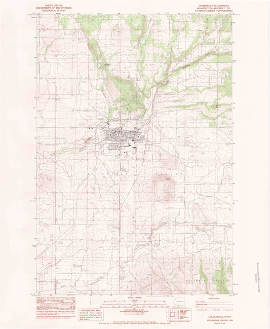 Classic USGS Goldendale Washington 7.5'x7.5' Topo Map Image