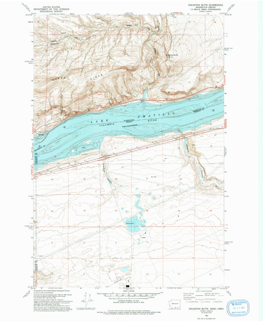 Classic USGS Golgotha Butte Washington 7.5'x7.5' Topo Map Image