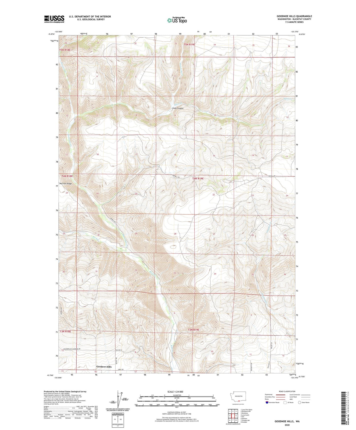 Goodnoe Hills Washington US Topo Map Image