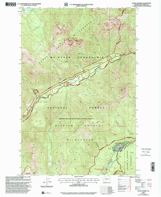 Classic USGS Goose Prairie Washington 7.5'x7.5' Topo Map Image