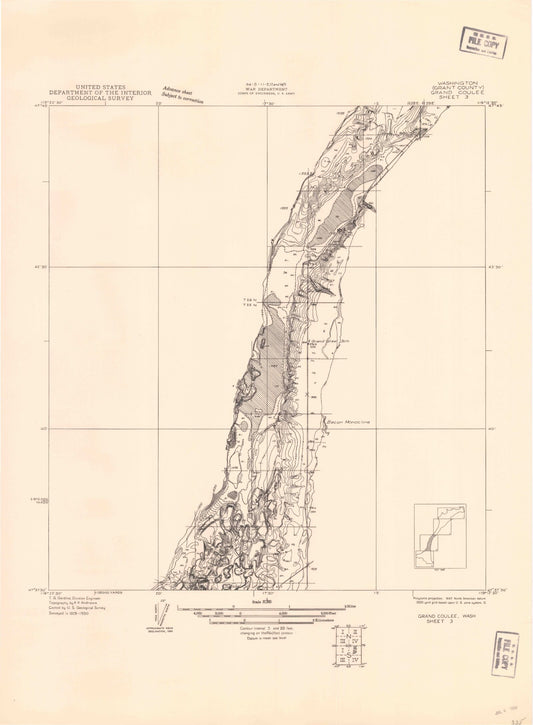 Classic USGS Grand Coulee Washington 7.5'x7.5' Topo Map Image