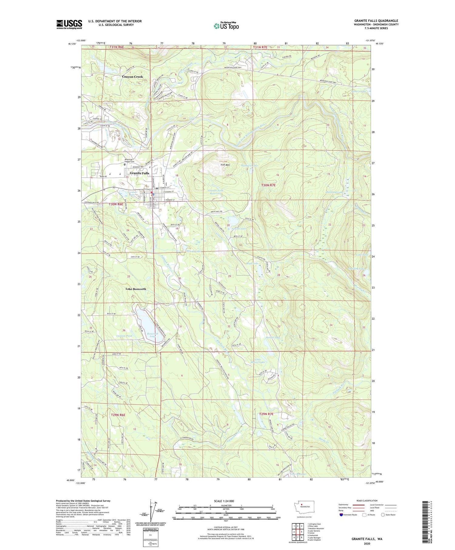 Granite Falls Washington US Topo Map Image