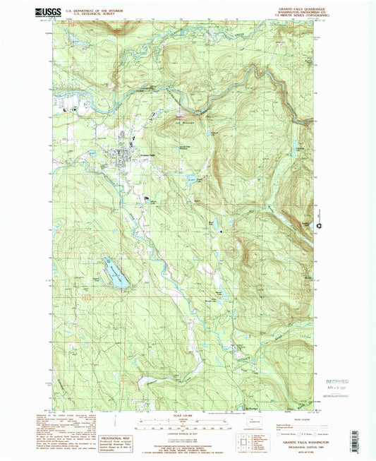 Classic USGS Granite Falls Washington 7.5'x7.5' Topo Map Image
