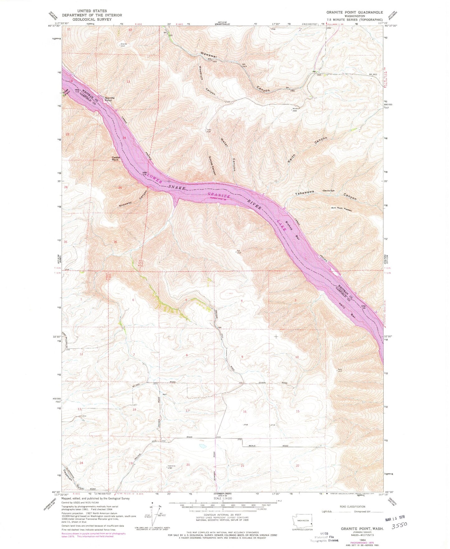 Classic USGS Granite Point Washington 7.5'x7.5' Topo Map Image