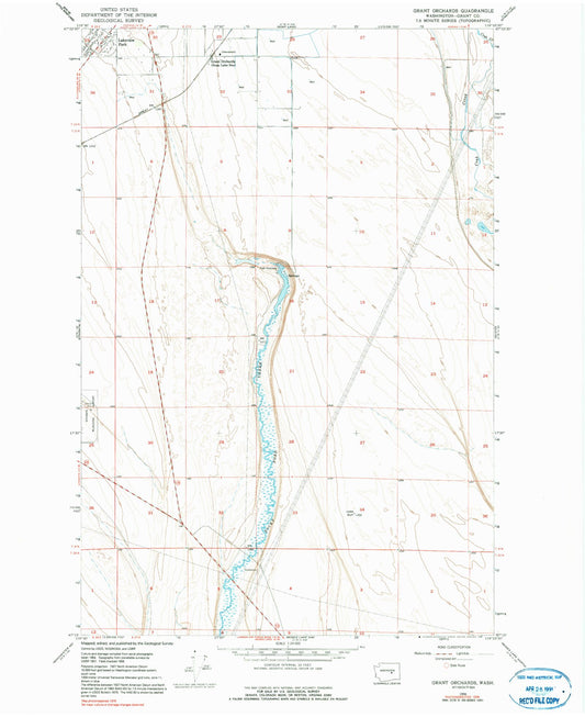 Classic USGS Grant Orchards Washington 7.5'x7.5' Topo Map Image