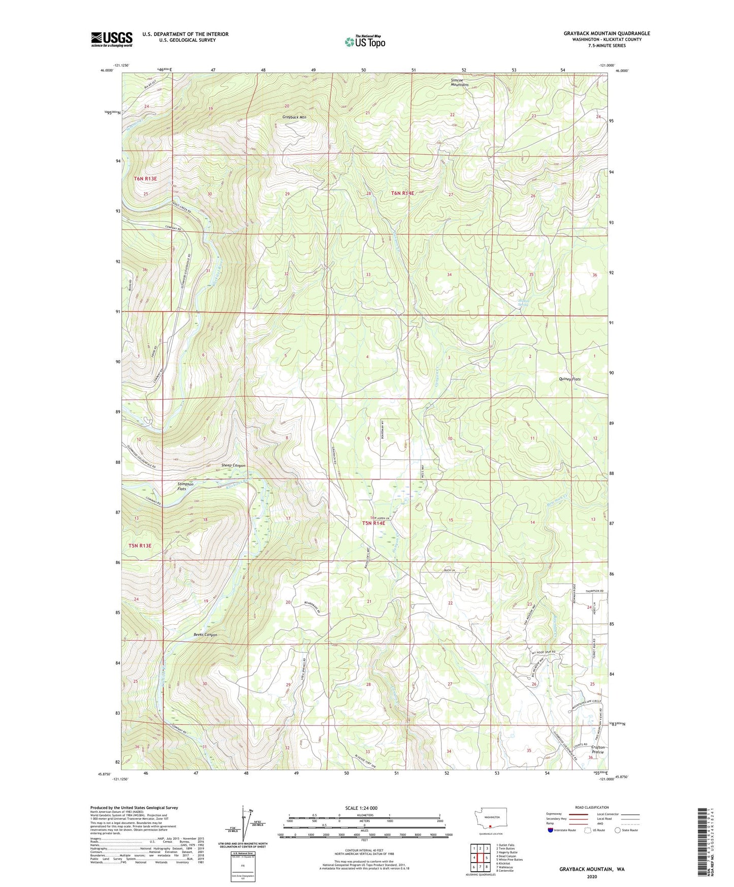 Grayback Mountain Washington US Topo Map Image