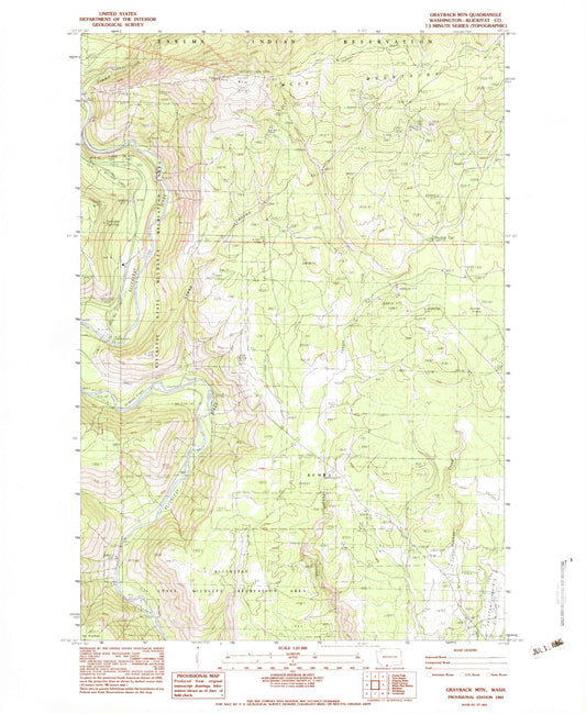 Classic USGS Grayback Mountain Washington 7.5'x7.5' Topo Map Image