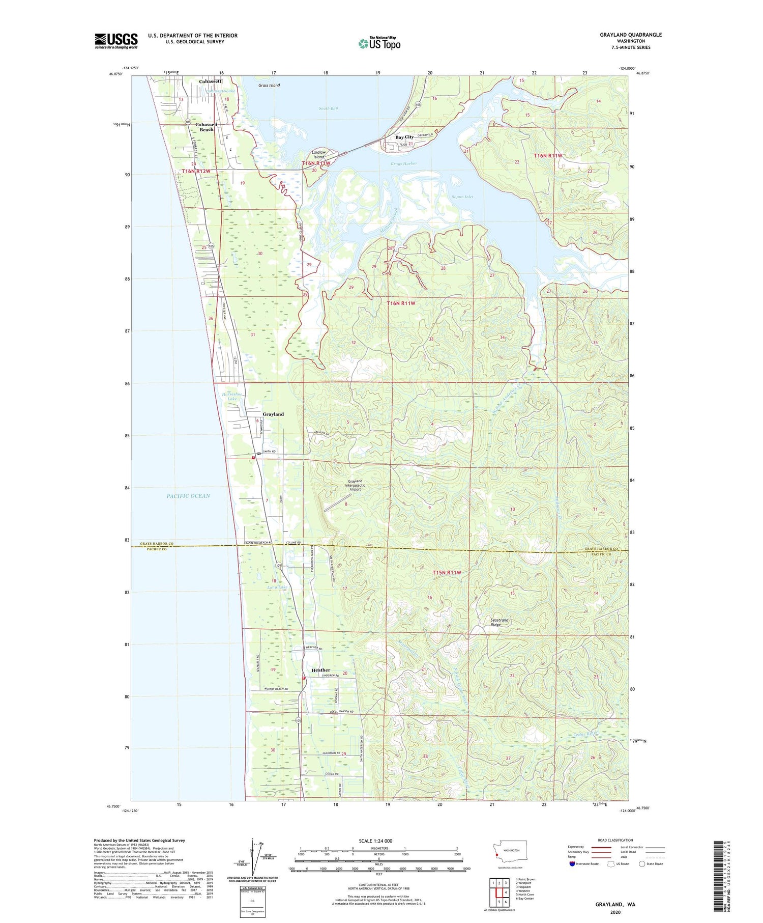 Grayland Washington US Topo Map Image