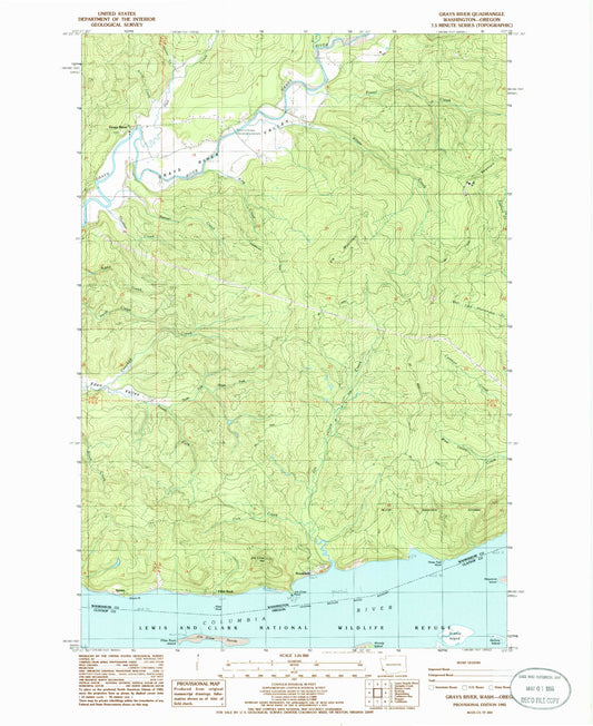 Classic USGS Grays River Washington 7.5'x7.5' Topo Map Image