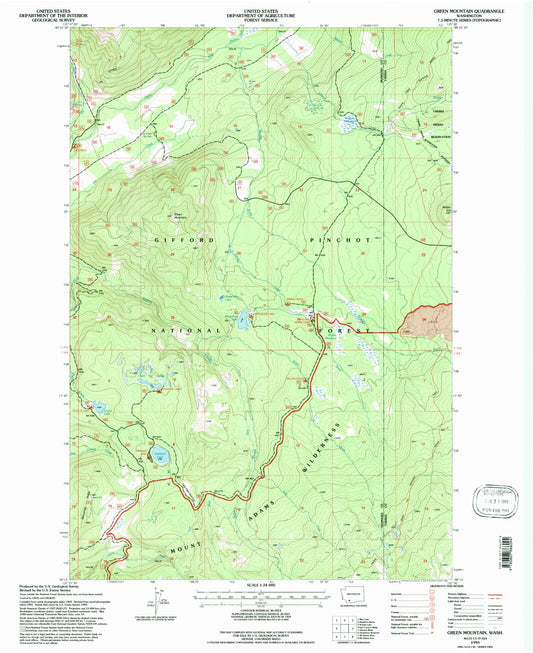 Classic USGS Green Mountain Washington 7.5'x7.5' Topo Map Image