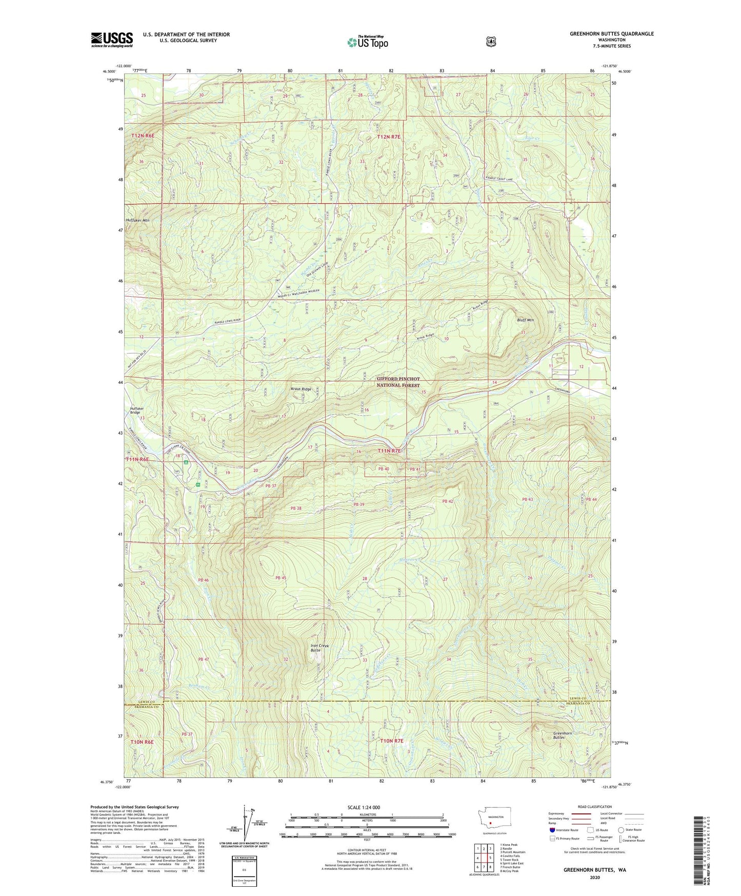 Greenhorn Buttes Washington US Topo Map Image