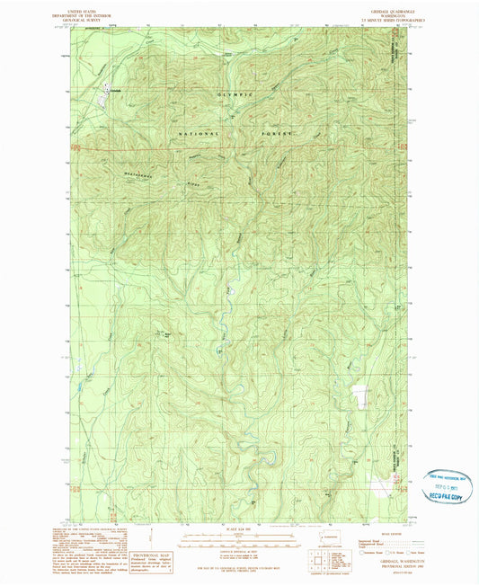 Classic USGS Grisdale Washington 7.5'x7.5' Topo Map Image
