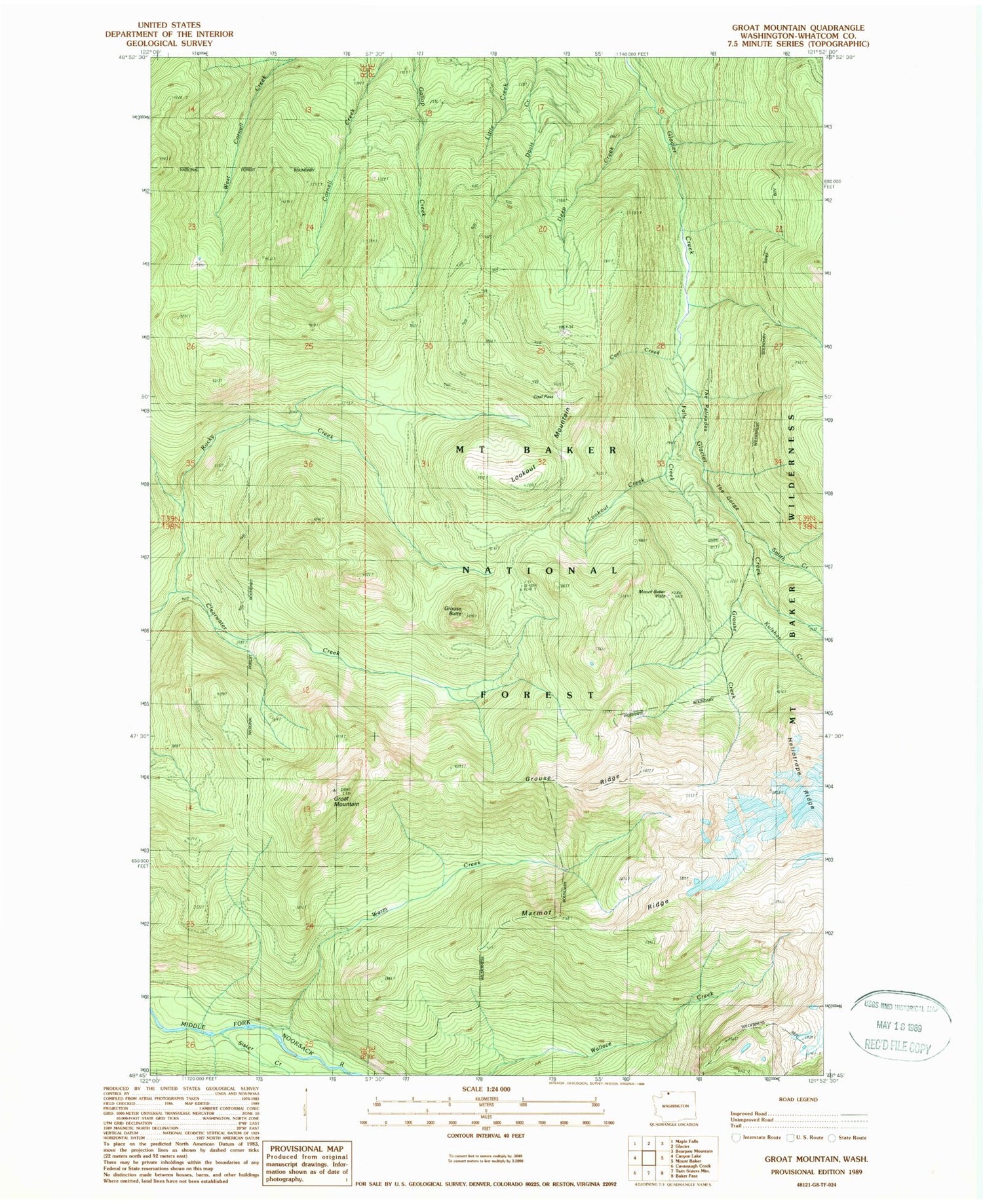 Classic USGS Groat Mountain Washington 7.5'x7.5' Topo Map Image